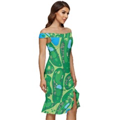 Off Shoulder Ruffle Split Hem Bodycon Dress 