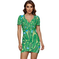 Low Cut Cap Sleeve Mini Dress 