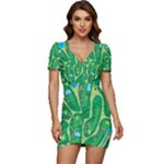 Golf Course Par Golf Course Green Low Cut Cap Sleeve Mini Dress