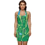Golf Course Par Golf Course Green Sleeveless Wide Square Neckline Ruched Bodycon Dress
