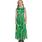 Golf Course Par Golf Course Green Kids  Satin Sleeveless Maxi Dress