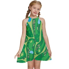 Kids  Halter Collar Waist Tie Chiffon Dress 