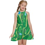 Golf Course Par Golf Course Green Kids  Halter Collar Waist Tie Chiffon Dress