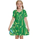 Golf Course Par Golf Course Green Kids  Short Sleeve Tiered Mini Dress