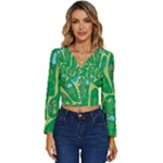 Golf Course Par Golf Course Green Long Sleeve V-Neck Top