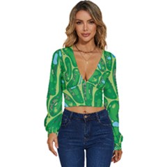 Long Sleeve Deep-V Velour Top 
