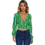 Golf Course Par Golf Course Green Long Sleeve Deep-V Velour Top
