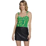 Golf Course Par Golf Course Green Flowy Camisole Tie Up Top