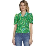 Golf Course Par Golf Course Green Puffed Short Sleeve Button Up Jacket