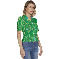 Puffed Short Sleeve Button Up Jacket 