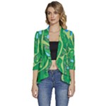 Golf Course Par Golf Course Green Women s 3/4 Sleeve Ruffle Edge Open Front Jacket