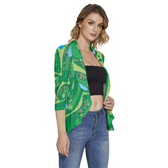 Women s 3/4 Sleeve Ruffle Edge Open Front Jacket 