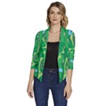 Golf Course Par Golf Course Green Women s Draped Front 3/4 Sleeve Shawl Collar Jacket