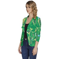 Women s One-Button 3/4 Sleeve Short Jacket 