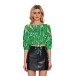 Golf Course Par Golf Course Green Mid Sleeve Drawstring Hem Top