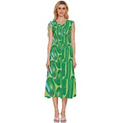 V-Neck Drawstring Shoulder Sleeveless Maxi Dress 