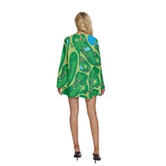 Round Neck Long Sleeve Bohemian Style Chiffon Mini Dress 