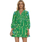 Golf Course Par Golf Course Green V-Neck Placket Mini Dress