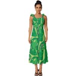 Golf Course Par Golf Course Green Tie-Strap Tiered Midi Chiffon Dress
