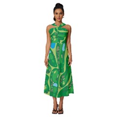Sleeveless Cross Front Cocktail Midi Chiffon Dress 