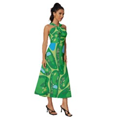 Sleeveless Cross Front Cocktail Midi Chiffon Dress 
