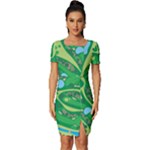 Golf Course Par Golf Course Green Fitted Knot Split End Bodycon Dress