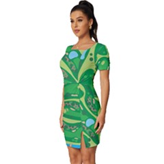 Fitted Knot Split End Bodycon Dress 