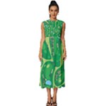 Golf Course Par Golf Course Green Sleeveless Round Neck Midi Dress