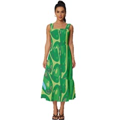 Square Neckline Tiered Midi Dress 