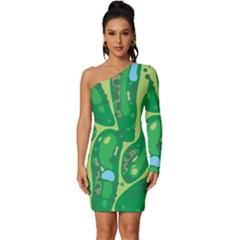 Long Sleeve One Shoulder Mini Dress 