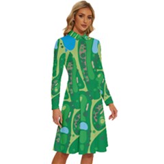 Long Sleeve Shirt Collar A-Line Dress 
