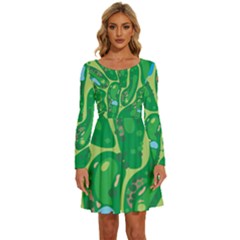 Long Sleeve Wide Neck Velvet Dress 