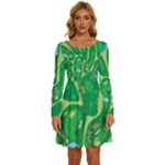 Golf Course Par Golf Course Green Long Sleeve Wide Neck Velvet Dress