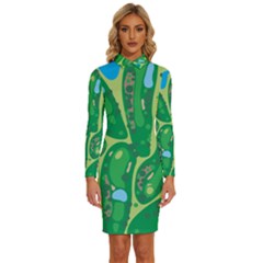 Long Sleeve Shirt Collar Bodycon Dress 