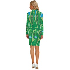 Long Sleeve Shirt Collar Bodycon Dress 