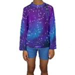 Realistic Night Sky With Constellations Kids  Long Sleeve Swimwear