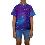 Realistic Night Sky With Constellations Kids  Short Sleeve Swimwear