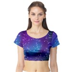Realistic Night Sky With Constellations Short Sleeve Crop Top