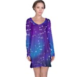 Realistic Night Sky With Constellations Long Sleeve Nightdress