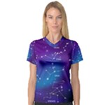 Realistic Night Sky With Constellations V-Neck Sport Mesh Tee