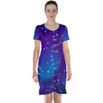 Realistic Night Sky With Constellations Short Sleeve Nightdress