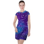 Realistic Night Sky With Constellations Drawstring Hooded Dress