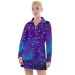 Realistic Night Sky With Constellations Women s Long Sleeve Casual Dress