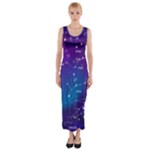 Realistic Night Sky With Constellations Fitted Maxi Dress