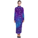 Realistic Night Sky With Constellations Turtleneck Maxi Dress
