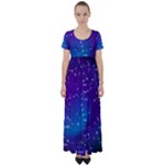 Realistic Night Sky With Constellations High Waist Short Sleeve Maxi Dress