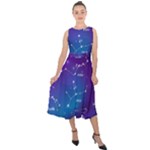 Realistic Night Sky With Constellations Midi Tie-Back Chiffon Dress