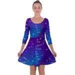 Realistic Night Sky With Constellations Quarter Sleeve Skater Dress