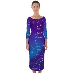 Quarter Sleeve Midi Bodycon Dress 