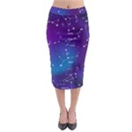 Realistic Night Sky With Constellations Midi Pencil Skirt